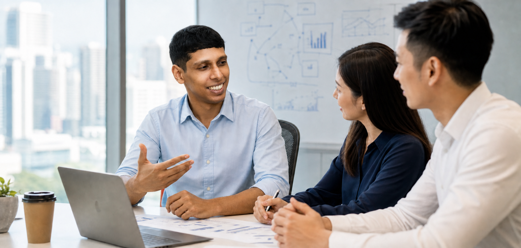 Kishan, Analytico AI founder, guiding clients through an AI strategy session